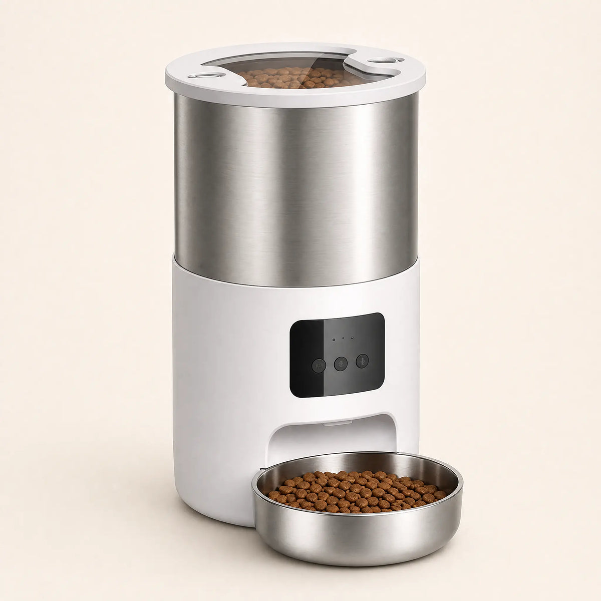 Distributeur croquettes inox enregistrement vocal WiFi — Felinovō Silver